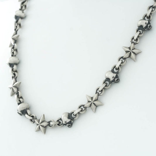 Rock and Justice EDEN - Tiny Star and Skull Necklace (Side) 40cm - EDEN ROCK STORE