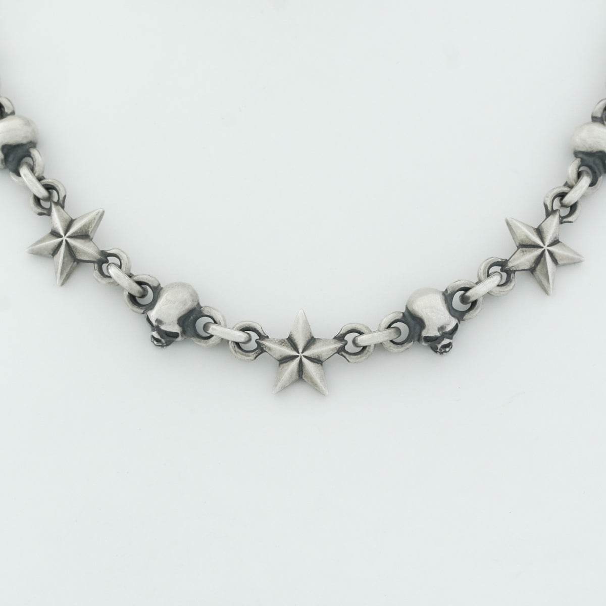 Rock and Justice EDEN - Tiny Star and Skull Necklace (Side) 40cm - EDEN ROCK STORE