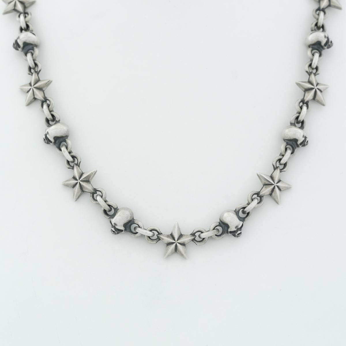 Rock and Justice EDEN - Tiny Star and Skull Necklace (Side) 40cm - EDEN ROCK STORE