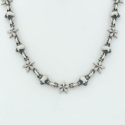 Rock and Justice EDEN - Tiny Star and Skull Necklace (Side) 40cm - EDEN ROCK STORE