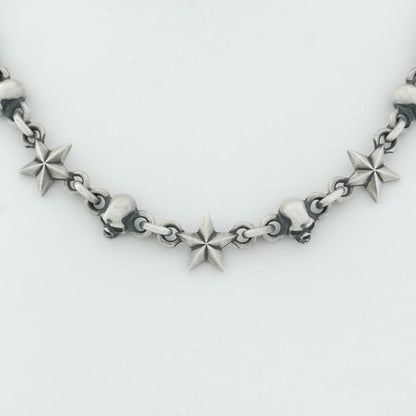 Rock and Justice EDEN - Tiny Star and Skull Necklace (Side) 40cm - EDEN ROCK STORE