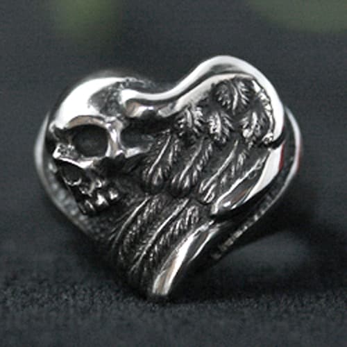 Wing Heart With Skull Ring [ LDRG-11 ] - RAT RACE OFFICIAL STORE